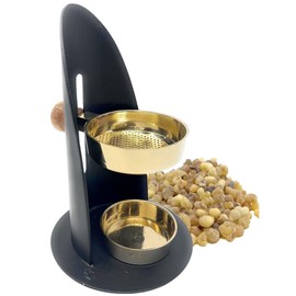 TRINTURA Incense Burner Height Adjustable Black Gold Includes 20g Boswelia Frankincense