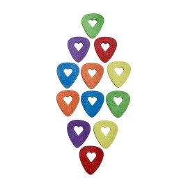 BoloPick Felt Picks for Ukulele, Guitar, and Bass 12 Pack (Bright Hearts)