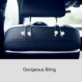 Paquete de 4 ganchos de coche brillantes para bolsas, ganchos universales de acero inoxidable para reposacabezas de coche, ganchos para colgar asientos de coche para bolsos y bolsas de comestibles (plateado)