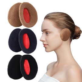 HDGSAFD 3 Pairs Earmuffs, Plush Ear Warmers, Winter Earmuffs, Cold Earmuffs for Outdoor Riding, Ear Warmer Accessories, black