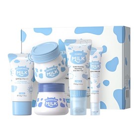 Set Regalo Cuidado Piel Mujer Kit Leche Piezas Esenciales Crema Ojos Limpiador Facial