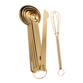 Cabilock 8piezas Cuchara Medidora de Acero Inoxidable Juego de Cucharas Medidoras Batidor de Huevos y Espumador de Leche Utensilios de Cocina para Cocinar y Hornear