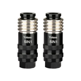 Yolass 5 In 1 Universal Quick Industrial Air Coupler, Air Hose Fittings, 1/4" Female NPT, Air Compressor Accessors Fitting (2 Piece)