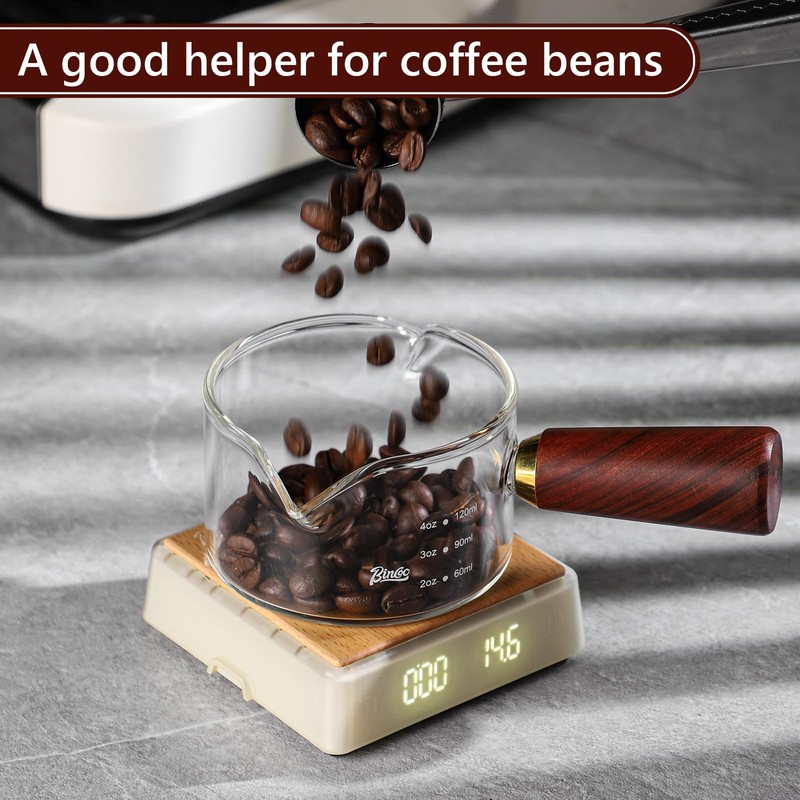 Espresso Shot Glasses with Wood Handle - 120ml Glass Coffee