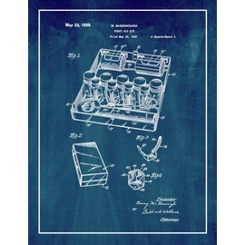 First Aid Kit Patent Print Midnight Blue with Border (24" x 36") M13628