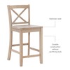 Linon Greywash Torino Rustic X Backed, Counter Height Stool