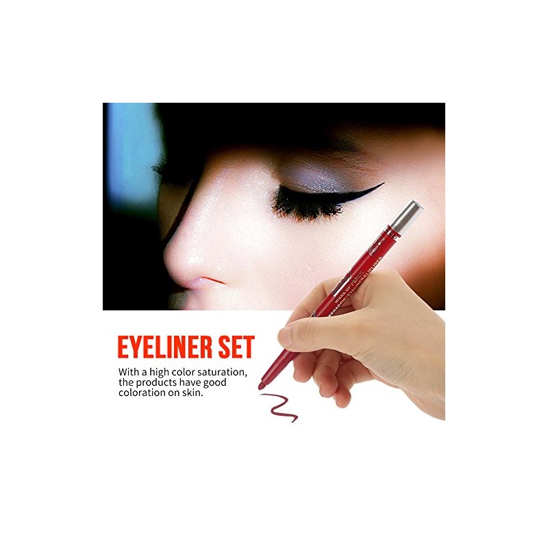 Set de Eyeliner Impermeable de 12 Colores de Larga Duración,