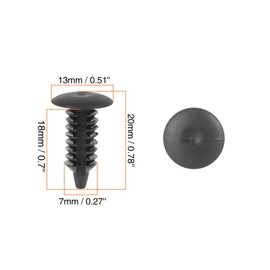 X AUTOHAUX Pack of 30 Moulded Clips Studs 7 mm Hole Diameter Plastic Black for Car