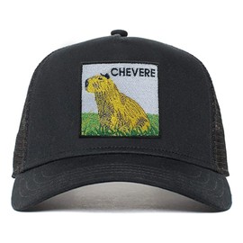 Z Zelvox, Adjustable Snapback Mesh Trucker Hat, Capybara Black Cap, Mesh Baseball Cap, Capybara Embroidered Trucker Hat, Unisex (Chevere)