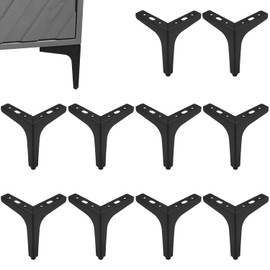 Biugaaufai 7 Inch Black Metal Furniture Legs, Set of 10, Replacement Triangle Couch Legs with Screw, Metal Triangle Furniture Feet for Dressers, Cabinets, Sofas, Tables, Chair & More