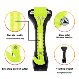 MOTORBUDDY 2-Pack Car Safety Hammer Seatbelt Cutter,Auto Emengency Escape Tool with Windows Glass Breaker, Escape Tool for Car Accidents,Grow in The Dark