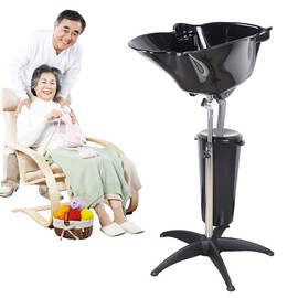 Futchoy Shampoo Bowl Basin Hair Washing Sink Salon Beauty Barber Shop Height Adjustable,Portable Mobile Salon Spa Hair Washing Basin Hairdressing Backwash Shampoo Sink (Single barrel)