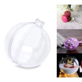 AMS 80mm/30ct Christmas DIY Clear Plastic Fillable Balls, Acrylic Clear Plastic Ornaments Balls Fillable Wedding Party Decor (3.14’’, Clear)