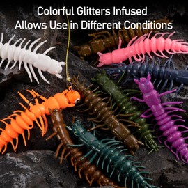 Dr.Fish 20 Pack Hellgrammite Plastic Soft Worm Lure Bait 2" Soft Plastic Fishing Lures Grub Crappie Panfish Bluegill Trout Walleye Durable Artificial Fishing Lure for Bass Fishing Brown