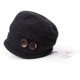 Lawliet Ladies Vintage Elegant Wool Cloche Hat Winter Warm Berets (Dark Grey)(Size: One Size)