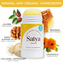 Satya Organic Eczema Balm - Easy Glide Eczema, Chafe Stick - Full Body Chafing Balm - Eczema Cream Baby and Adults - 1 oz Eczema Treatment