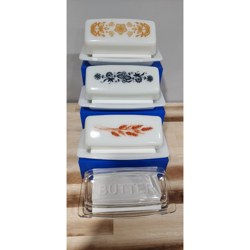PYREX Full set of 5 ~ Blue PYREX Vertical Butter