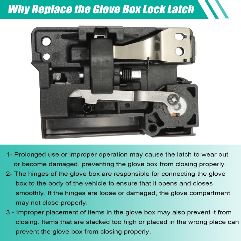 XQSMWF Gray Glove Box Lock Assembly Latch Handle Compatible with