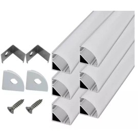 georglasko_8 Channel System Cover Led Strip Lights V Shape White End Cap Silver Indoor 6 Pack