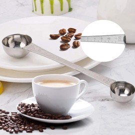 2 Pieces Stainless Steel Coffee Spoons, 2 in 1 Teaspoon, Teaspoon, Double Sided Measuring Spoon, Long Handle, Tablespoon for Making Ground Coffee