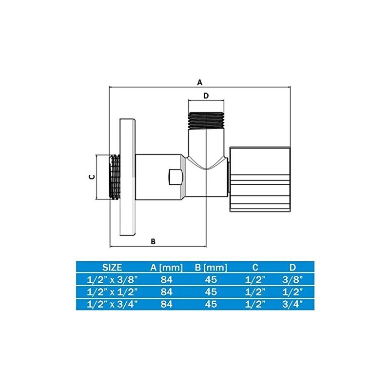 Elegant Chrome Plated Angled Water Valve for Washing Machine 1/2"