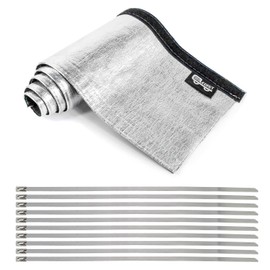 Wire Heat Shield Sleeve Aluminized Heat Shroud Heat Sleeving Fuel Line 2.2" I.D. X 3Ft With 10 Pcs Stainless Steel Cable Metal Zip Ties