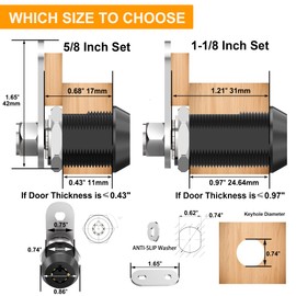 BOZXYE 3 Pack Cabinet Locks with Keys RV Storage Locks, 1-1/8" Cam Lock Keyed Alike, RV Locks for Storage Door File Cabinet Toolbox, Zinc Alloy
