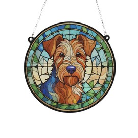 Image Industry Welsh Terrier Stained Glass Effect Suncatcher - Garden Gift - Dog Gift - Pet Memorial (13cm)