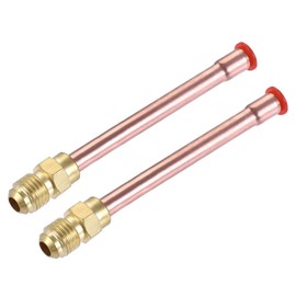 uxcell Brass Pipe Fitting, 1/4 SAE Flare Connector Male Thread Adapter with Copper Tube for Air Conditioner HVAC System, Pack of 2