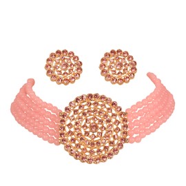 Touchstone "Padmavati Collection Indian Bollywood Traditional Rhinestones Grand Designer Jewelry Choker Necklace Set For Women., Rhinestone, No Gemstone