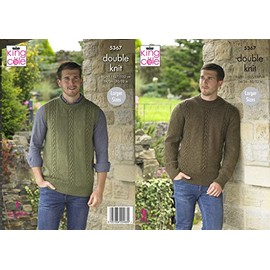 King Cole 5367 Knitting Pattern Mens Tank Top and Sweater in Majestic DK, 34" - 52" Chest