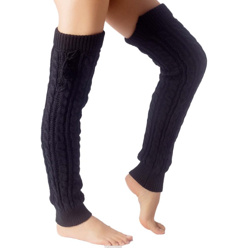 iB-iP Women's Ballet Dancer Aerobic Cute Thermal Leg Warmers, black
