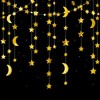 ZEYIYER 52Ft/12m Gold Star Garland, Moon Stars Bunting Decoration