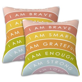 Naqiuli Positive Affirmations Throw Pillow Covers Set of 2 Inspirational Pillow Covers 16x16 Inch Modern Farmhouse Home Decorative Pillow Cases Cushion Cover for Sofa Living Room Office