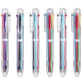Eeoyu 23 Pack Multicolor Pens 0.5mm 6-in-1 Retractable Ballpoint Pens 6 Colors Transparent Barrel Ballpoint Pen for Office School Supplies Students Children Gift