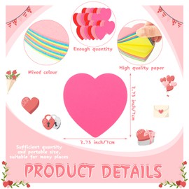 BBTO 720 Sheets Heart Shaped Sticky Notes Valentine's Day Sticky Memo Funny Self Stick 3 x 3 Inch Colorful Cute Note Pads Removable Easy to Post for Office Home Business Women(Elegant Colors)