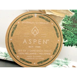 Aspen Melamine HOLIDAY WINTER PINE FOREST 15 x 6.5 Sandwich Tray (Set of 2) NEW