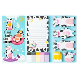 Funny Cow Sticky Notes Set - 550 Sheets I Just Really Like Cow Self-Stick Notes Paper Clips, Novelty Cute Cow Shaped Writing Memo Pads Page Marker for Kids Children Home Office School Supplies Gift