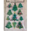CHRISTMAS GLITTERED 3D VELLUM DECORATED GLITTER TREES COLORFUL GLITTER TREES