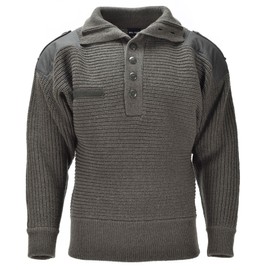 Austrian Army Alpine Sweater Mil-Tec Men’s Pullover Knit, Breathable V-Neck Wool Sweater, Olive Medium