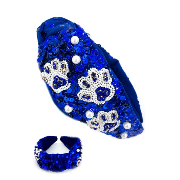 Miracle Collection Game Day Classic Cross Knotted Headband with Paw