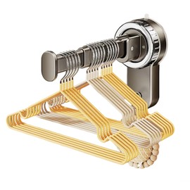 Hanger Organizer Collapsible, Suction Cup Hanger Storage for Laundry Room, Vertical Space Saver with Multi-Use Hooks, Removable and Reusable, for Renters and Small Apartments (Gray,Single Layer)