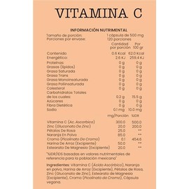 Suplemento de Vitamina C con Pétalos de Rosa y Zinc - Joycare 120 Cápsulas