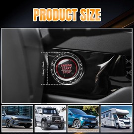 QZTYTY 2PCS Car Engine Start Stop Decoration Ring, Car Start Button Cover, Push to Start Button Start Engine Ring, Car Accessories Push Start Button Ignition Ring Sticker for Women (Black, 2PCS)