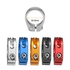 HARFINGTON Bike Seat Post Clamp 34.9mm Clip Aluminum Alloy Bicycle Locking Seat Post Ring with M4 Hex Screw for 30.4 to 31.6mm Bicycle Mountain Road Bike Tube, Silver