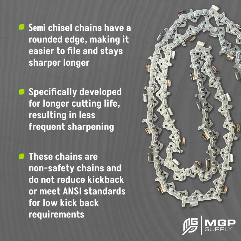 MGP Supply 20in Solid Carbide Full-Chisel Chainsaw Chain Loop |