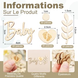 Pack of 120 Wooden Confetti Christening Table Decoration, Scettar Confetti Baby Shower Decoration, Confetti Gender Reveal, Confetti Table Decoration for Baby, Baby Shower for Boys and Girls