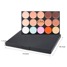 WishesMar Concealer Palette Colour Corrector Dark Circles Fit You Make Up Camouflage Concealer 15 Shades Colour with 8 Sticks Makeup Brush for Daily and Professional Make-Up #C