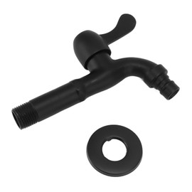 Water Faucet 304 Stainless Steel G1/2 Caliber Wall Mounted Long Style Single Cold Water Tap Black Washing Machine Faucet