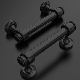 Amerdeco 10 Pack Matte Black Cabinet Pulls 3 Inch Hole Centers, 4 Inch Length Handles for Kitchen Cabinet Hardware,Solid Cabinet Handles for Bathroom Drawer Handles IH0005…